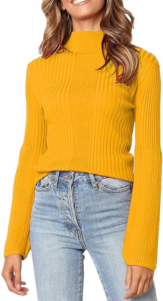 ZEFOTIM Sweater Blouse, Pullover Plus Size Women Knitted Patchwork Long Sleeve Solid O-Neck Sweater Tops: Clothing