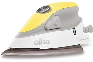 Oliso M2 Mini Project Steam Iron with Solemate - for Sewing, Quilting, Crafting, and Travel | 1000 Watt Dual Voltage Ceramic Soleplate Steam Iron, Yellow