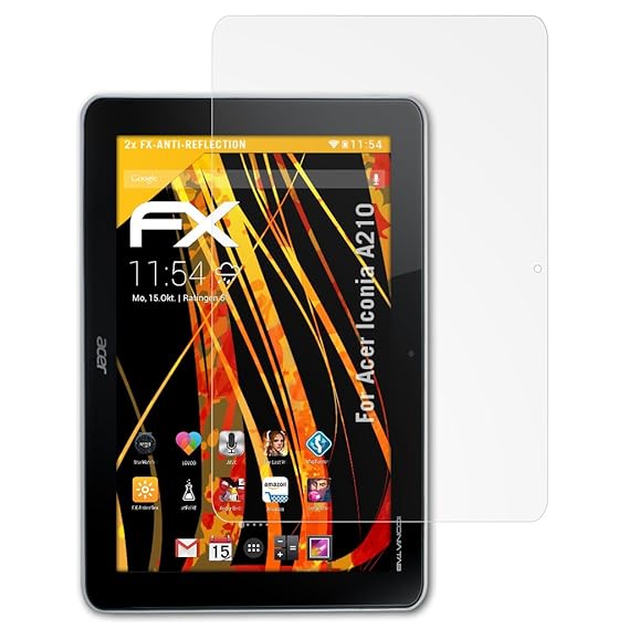 atFolix Panzerfolie kompatibel mit Acer Iconia A210 Schutzfolie, entspiegelnde und stoßdämpfende FX Folie (2X)