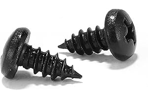 #6 x 3/8" Wood Screw 100Pcs 18-8 (304) Stainless Steel Pan Head Fast Self Tapping Drywall Screws Black Oxide by SG TZH