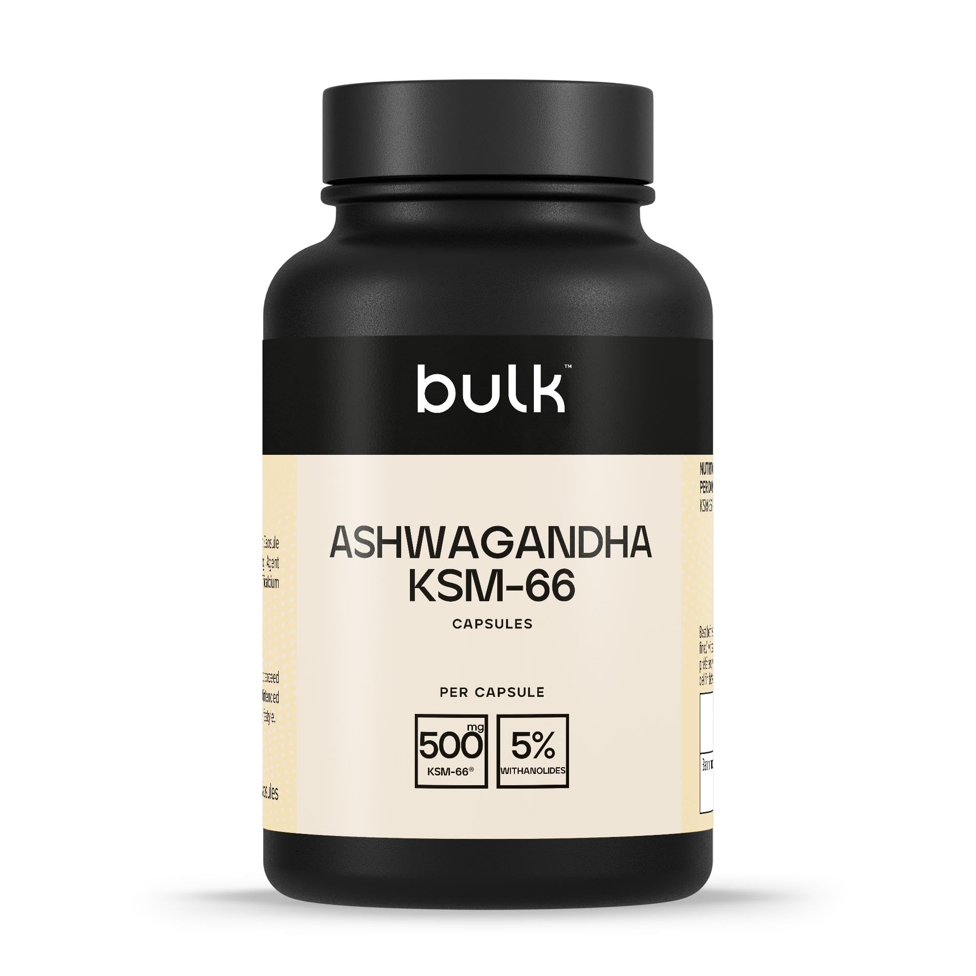 Bulk Ashwagandha KSM-66 Capsules, 500 mg, Pack of 90, 90 Servings, Packaging May Vary