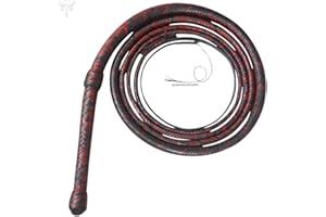 SCORPION ARCHERY Bullwhip 3 Foot 4 Foot 6 feet 8 feet Real Cow Hide Leather 12 Plaits Equestrian Bull Whip Black & Red Color Rope Core Belly Inside Birthday Gift for him