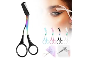 YAWOTA Eyebrow Trimming Scissors, Eyebrow Scissors with Comb, Non-Slip Eyebrow Trimming Razor, Hair Removal Eyebrow Scissors Makeup Tool, Precision Eyebrow Trimming Scissors Gifts for Men Women (B-Black)