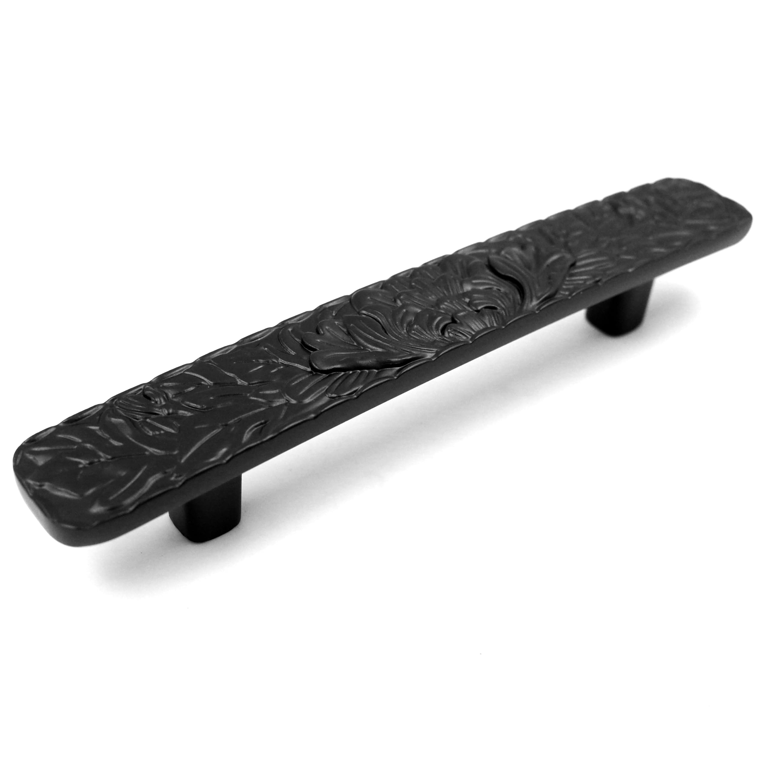 Photo 1 of JETLAND Bridged Drawer Cabinet Pulls, 4-Pack Flat Black 4" Hole Centers, Antique Peony Solid Cast, TG01150B102