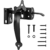 WellMade Thumb Gate Latch Heavy Duty, Self Locking Door Latches and 9" Handle Kit, Steel Gate Lock Hardware for Wooden/Vinyl Fence Swing Outdoor Gate, Black with Screw