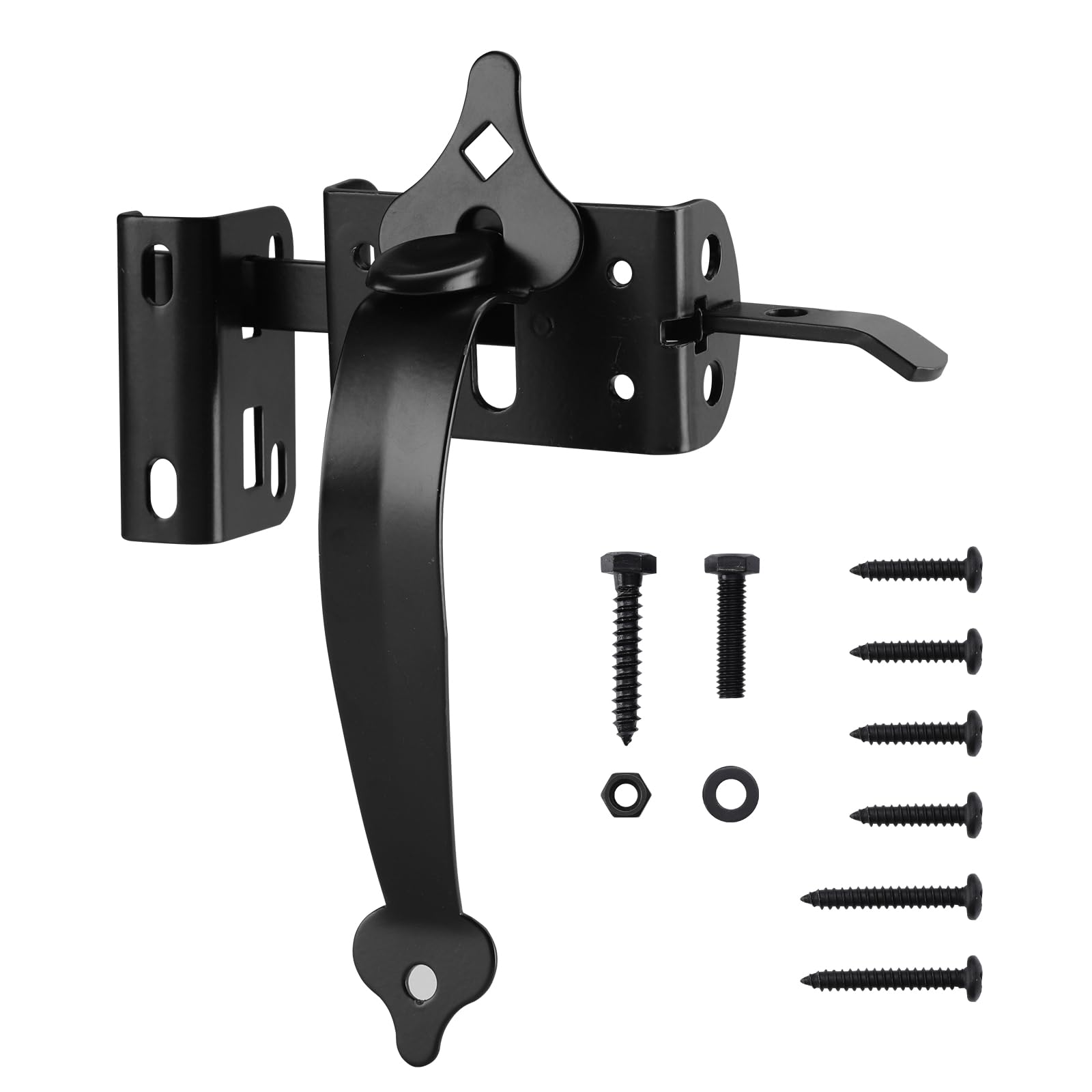 Photo 1 of WellMade Thumb Gate Latch Heavy Duty,Self Locking Door Latches and 9" Handle Kit,Steel Gate Lock Hardware for Wooden/Vinyl Fence Swing Outdoor Gate,Black with Screw