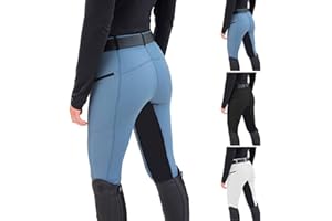 ERTUPE Womens Horse Riding Pants Full Seat Riding Breeches Equestrian Tights Horseback Patchwork Trouser with Pockets