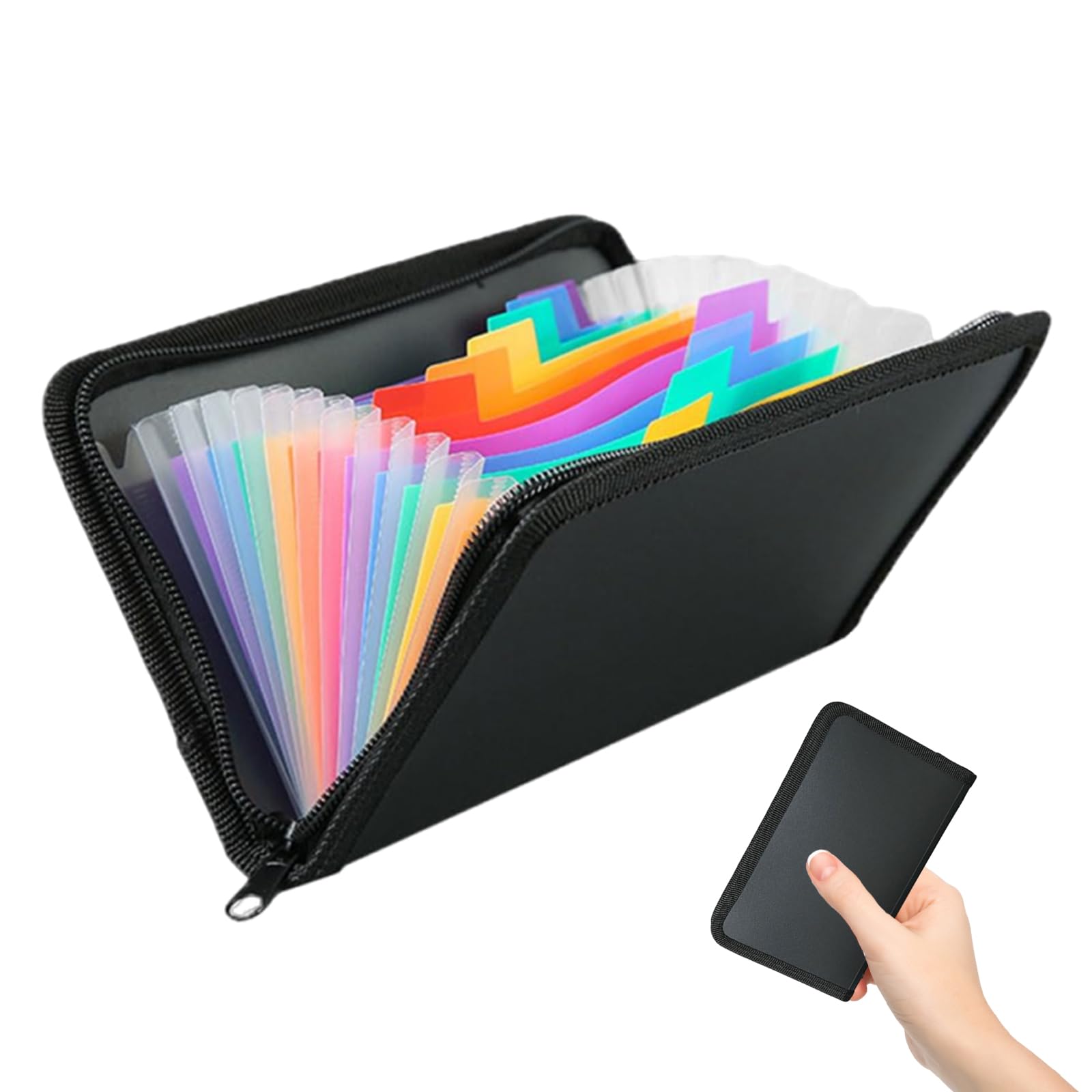 Accordion Document Organiser with Zipper & Labels - Expanding Flashcard Organiser for Ticket, Travel, School, Office & Home