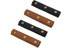 Mcredy 4 Pcs Luggage Handle Wrap Comfortable Leather Bag Strap Wrap Covers with Metal Clasp for Purse Wallet Shopping Travel Bags, Brown+Black