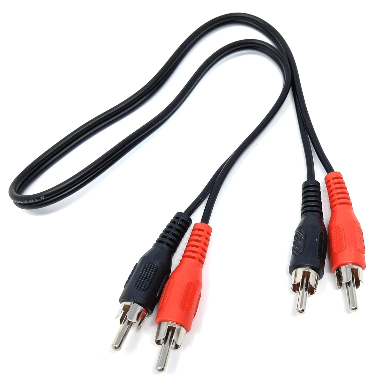 DRUT 1m RCA to RCA Phono Twin Jack to Jack Stereo Audio Cable Lead Cord Compatible With CD/DVD/Amplifier/Hifi/DJ Mixer/Turntable (3.3ft, Black Nickel Connectors)