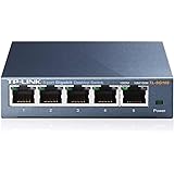 TP-LINK TL-SG105 5 port Steel Gigabit Switch (10/100/1000Mbps RJ45 ports, no configuration needed)