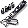 Tyre Valve Caps Caps and Metal Keychain Combo Compatiable Fit Toyota Caps for Car Tyres, Car Accessories