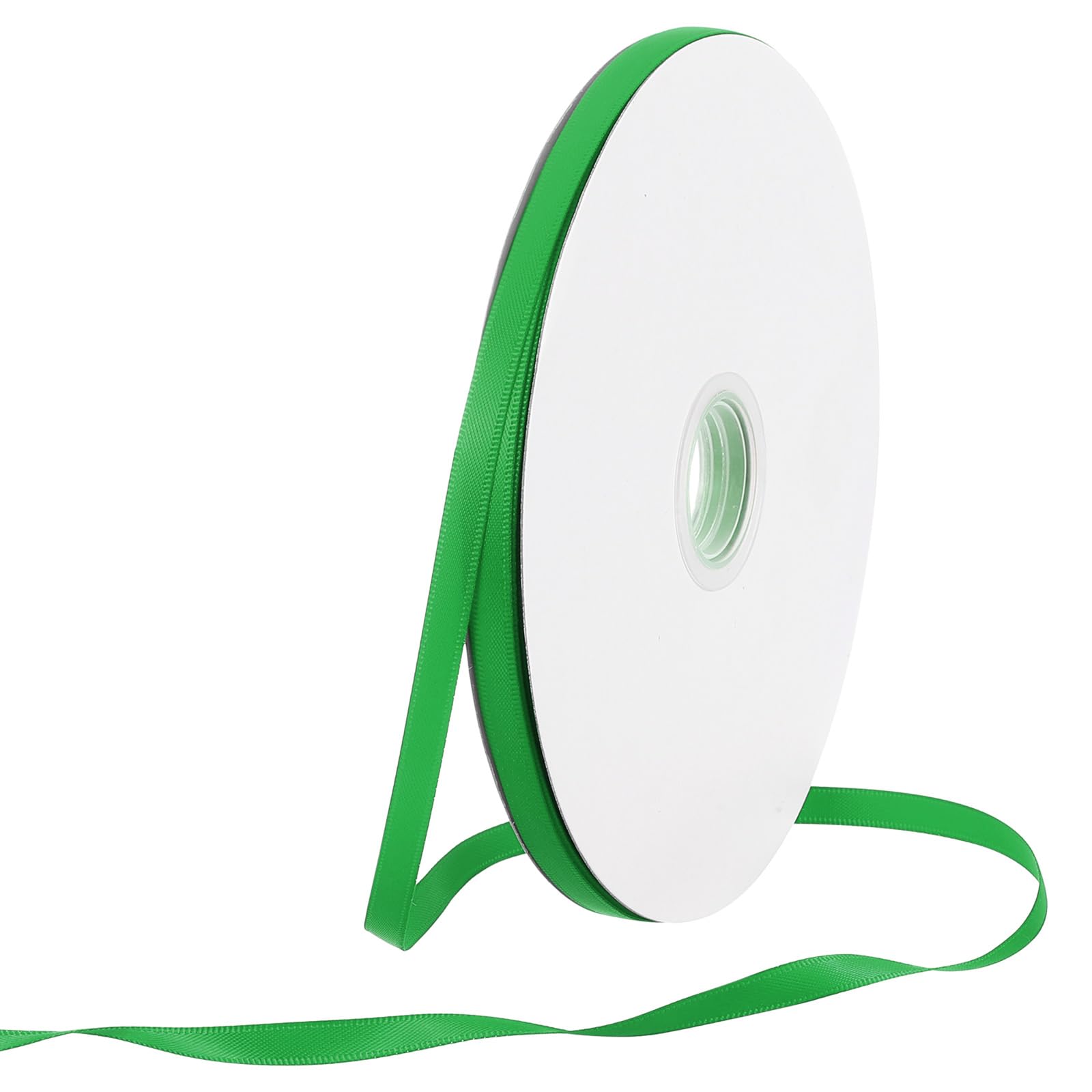Rebower 6mm Satin Ribbon 64m Thick Double Face Grosgrain Silk Ribbon, [for Gift Wrapping, Hair Bows, Wedding, Cake, Flower] - 70 Yard/210ft/ Green — image 1