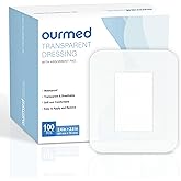 Ourmed Transparent Film Dressing with Absorbent Pad, 2.4X 2.8inch - 100Pcs, Adhesive Waterproof Bandages Ideal for Wound Care, Post Surgical Cover Pad