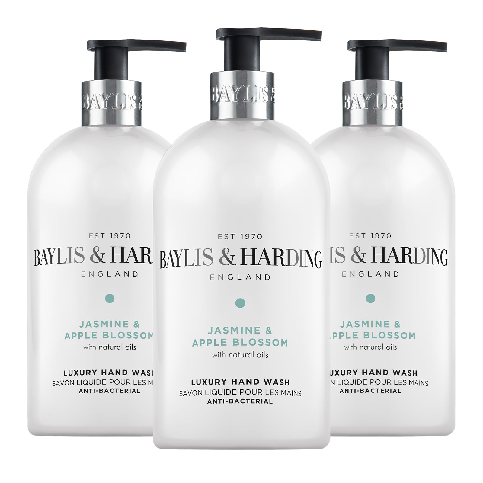 Baylis & Harding Jasmine and Apple Blossom Anti-Bacterial Hand Wash, 500 ml (Pack of 3) - Vegan Friendly