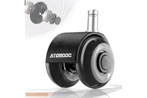 Office Chair Caster Wheels by ATOMDOC, 2.2" Newly Revolutionary Quadruple Ball Bearing Design,Heavy Duty & Safe Protection for All Floors Including Hardwood, Set of 5
