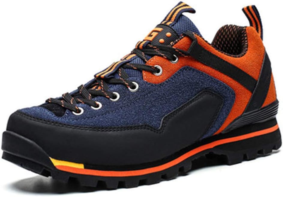 LMZX Autumn and Winter Models Low Help Walking Shoes Men's Outdoor Sports Shoes Waterproof Non-Slip Breathable Trainers Hiking, Blueorange, 41 (EU)