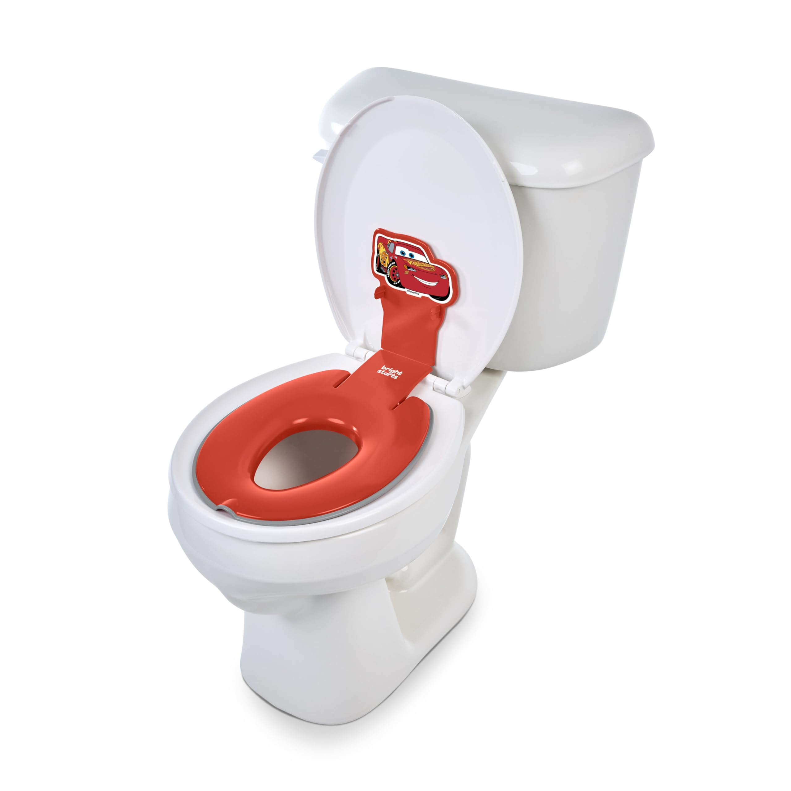 Photo 1 of Bright Starts Disney Baby Cars Lightning McQueen Flip & Sit Potty Training Seat, Attaches to Toilet Securely, Space Saving Design Fits Most Toilets, Easy to Clean