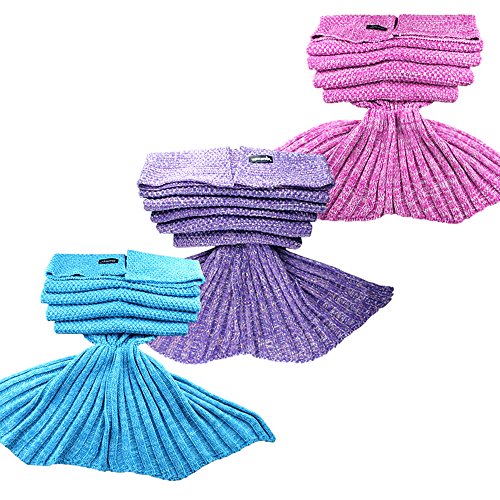 Maxchange Mermaid Tail Blanket Crochet and Mermaid Blanket for All Seasons Blankets , Super Soft Sleeping Blankets ,Christmas,Birthday Holiday Gifts