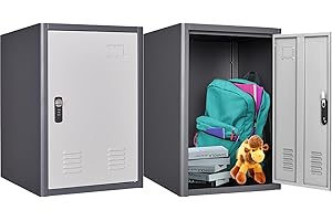 BUTISOW 20" H Metal Locker Storage Cabinet, Lockable Cabinet, Small Lockerfor Employees, Lockable 1 Door with 2 Hooks Organizer for Bedroom, School, Office, Playroom, Daycare, Garage