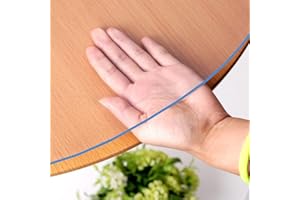 WingCanto 38" Dia 1.5mm Thick Round Plastic Tablecloth Clear Furniture Table Protector Water Heat Dust Resistant Table Cover PVC Vinyl Round Glass Coffee Dining Banquet Buffet Tabletop Protective Mat