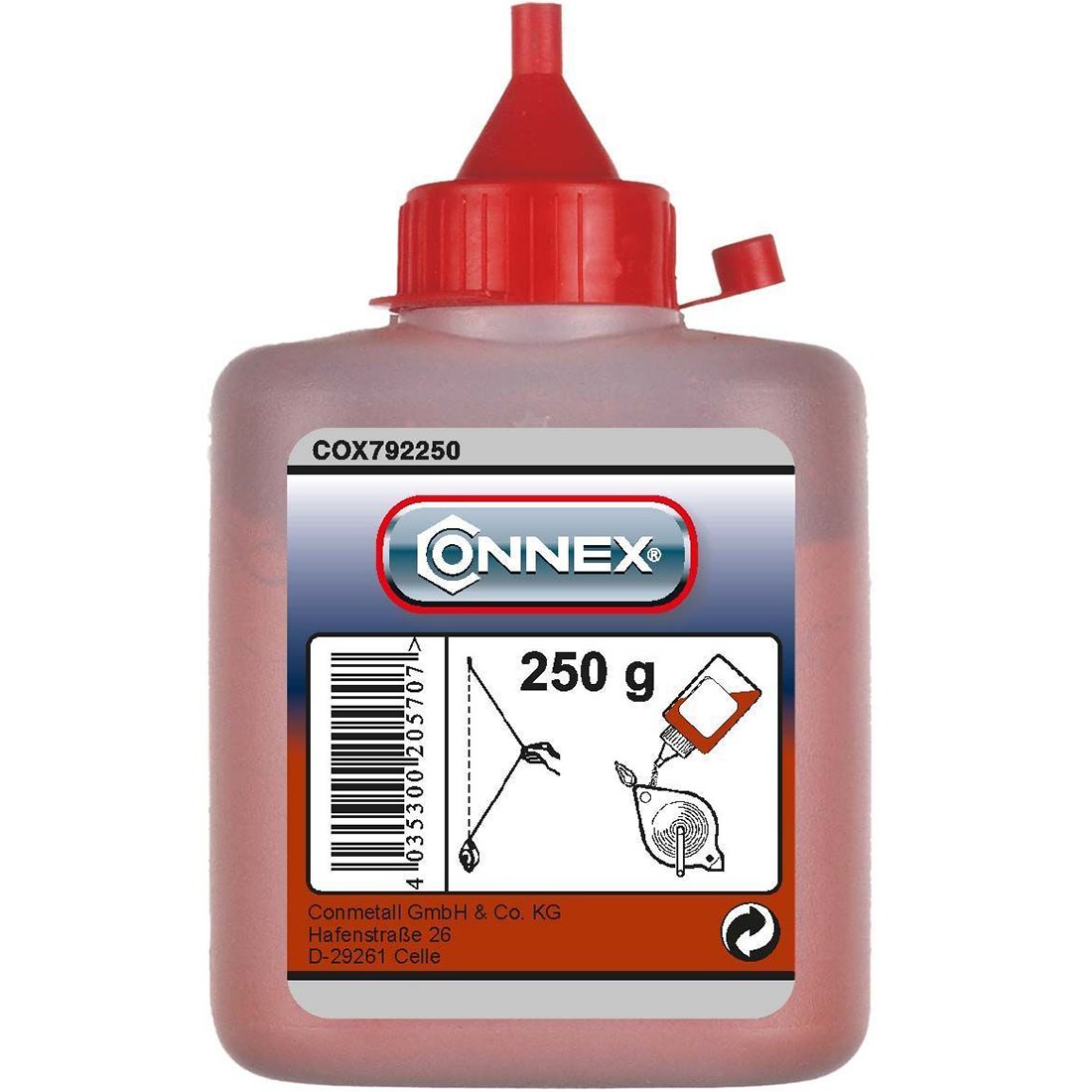 Connex COX792250 Chalk Powder for Line Device, Red, 250 g