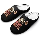 I Play Heavy Metal Men's House Slippers Durable Rubber Sole Slip On Shoes for Indoor Outdoor