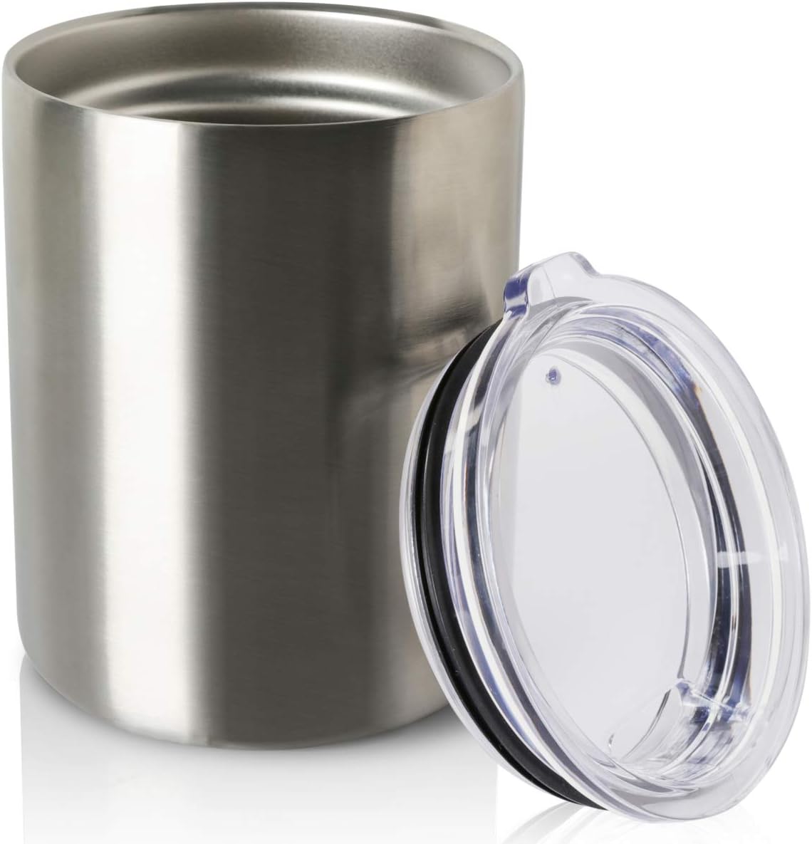COMOOO 12oz Stainless Steel Tumbler with Lid Insulated Coffee Mug Double Wall Vacuum Coffee Tumbler Cup for Coffee,Wine,Tea and Milk (Silver 1 Pack)