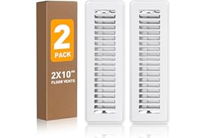 VE NI SCC Floor Register 2x10, Vent Covers for Home Floor 2 Pack, Rust Proof Finish Floor Vents, Premium Metal Heater Vent Covers Allow Walk on Use, White Air Register Vent Cover