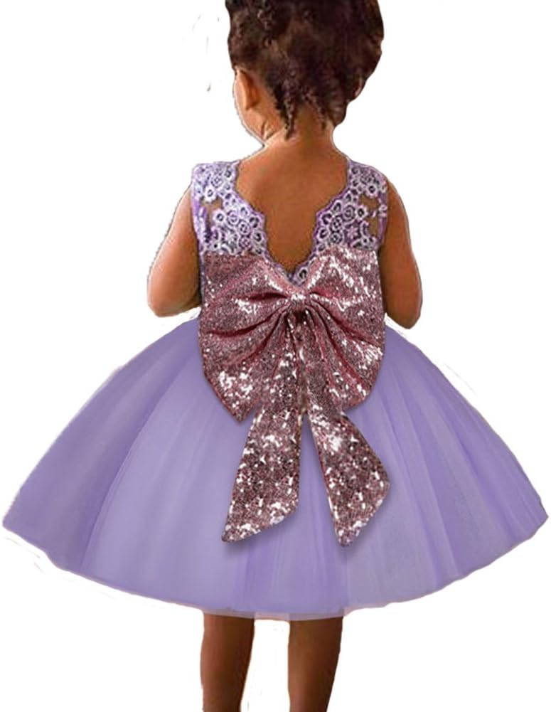 Freefly Flower Girls Dress Wedding Christmas Party Birthday Sequins Bowknot Floral Sleeveless Princess Formal Dress