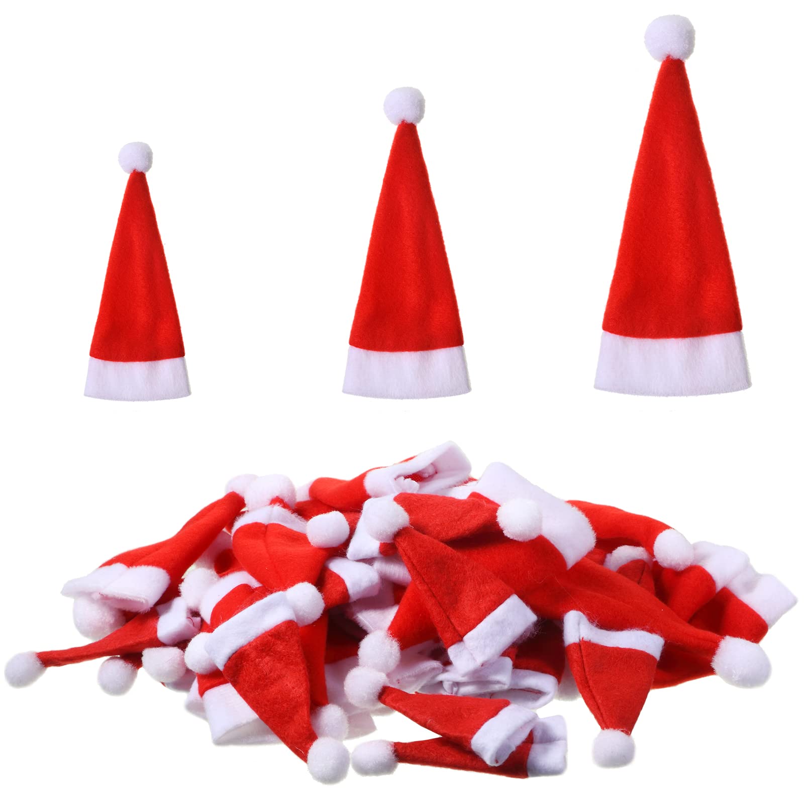 SATINIOR 48 Pieces Mini Santa Hats for Crafts Christmas Tiny Santa Decor Lollipop Hat for Crafts(Red,Trendy Style)