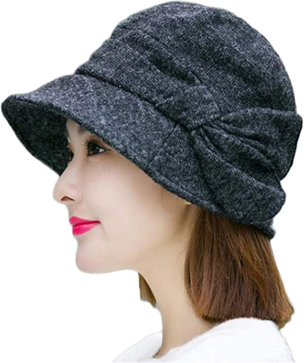 Ladies Knitted Beret Hat Cloche Hats for Women Warm Winter Hat Vintage