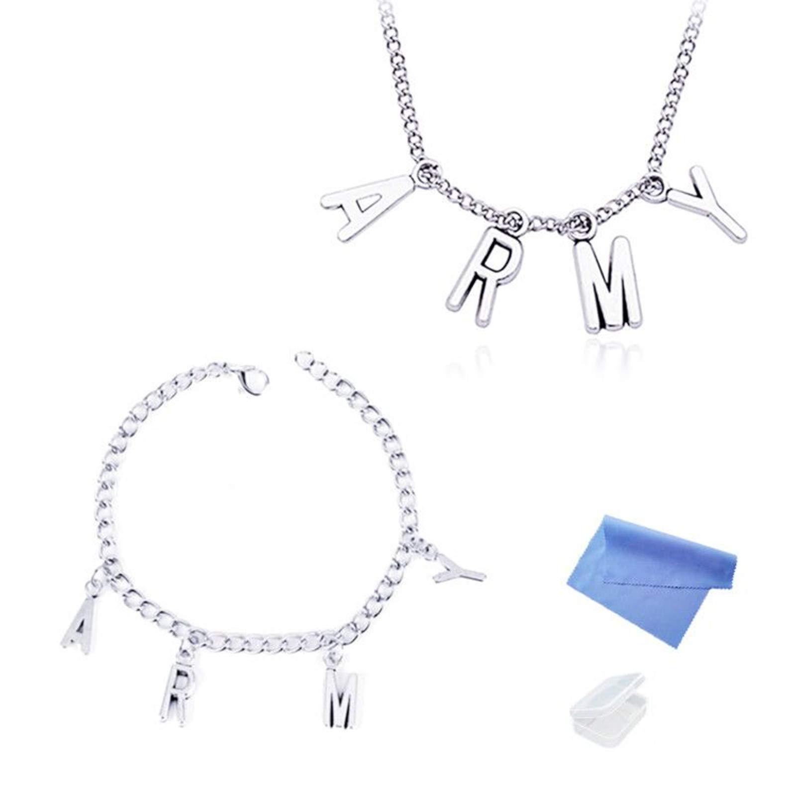 XHBTS Necklace Bangtan Boys Army A.R.M.Y Pendant and Bracelet with Mini Cloth and Mini Box