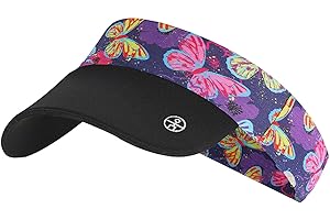 HENWASAI Girls Stretchy Sports Visor Foldable Athletic Sun Hat, Priting Headband with Visor Kids Summer Cooling Cap for Tennis, Golf