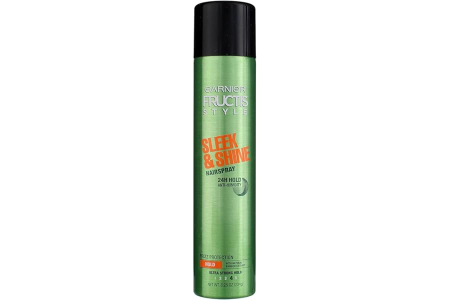 Garnier Fructis Style Sleek and Shine Anti-Humidity Hairspray, Ultra Strong Hold, Frizz Protection 8.25 Oz, 1 Count (Packaging May Vary)