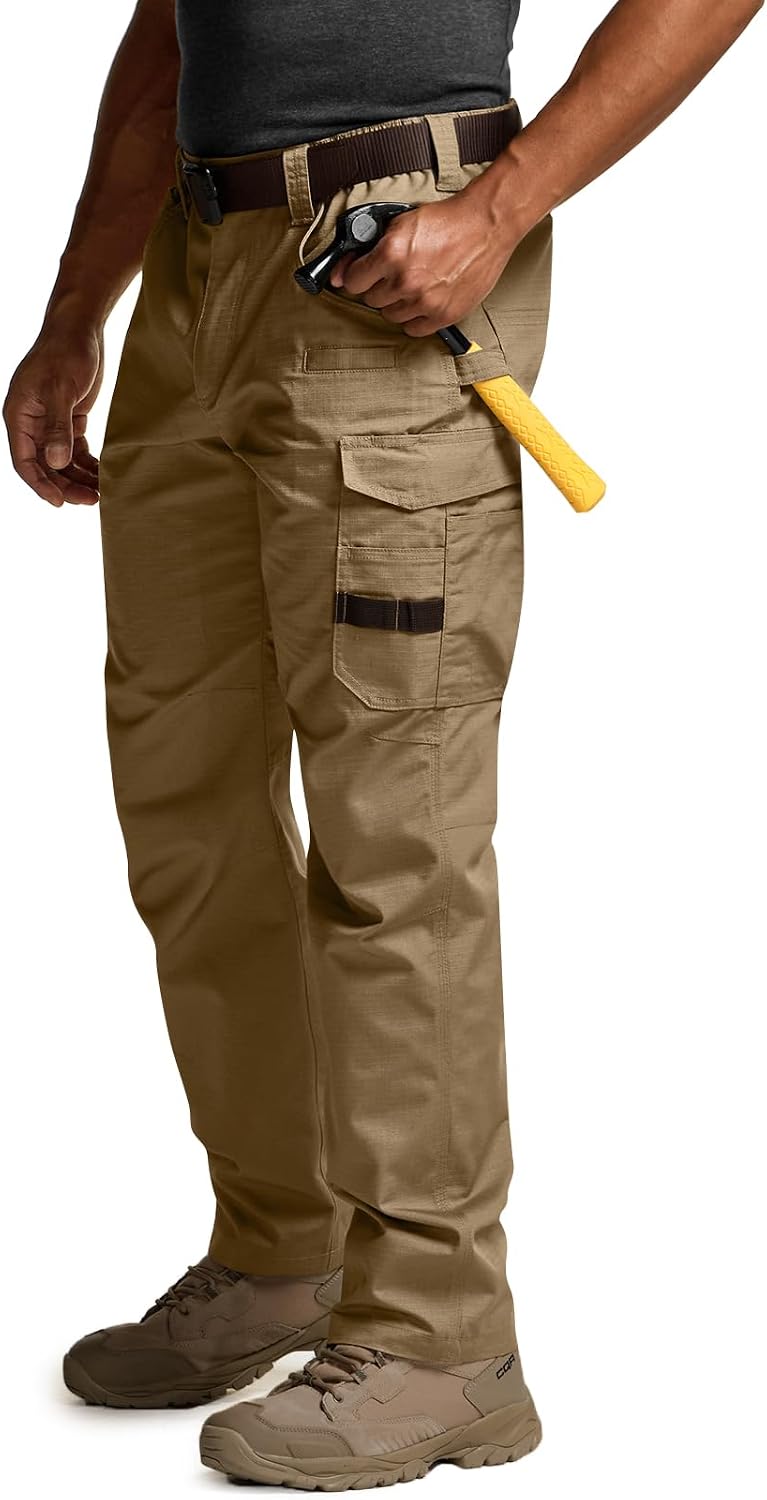 CQR Men's Quick Dry Work Pants, Water Resistant Outdoor Tactical Pants, Lightweight Stretch Cargo Hiking Pants