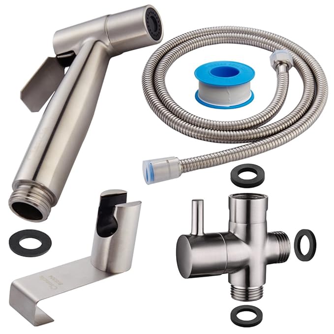 CIENCIA Bidet-Handbrause für Toilette Sprayer Premium Edelstahl Sprüher Shattaf Komplett Bidet Set für WC(WS024F)