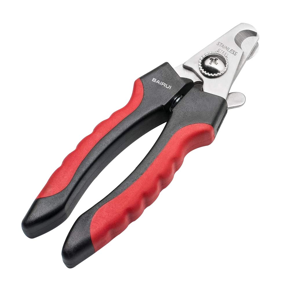 BAIRUI Dog Nail Clippers and Heavy Duty Nail Clipper for Large Dogs,Professional Nail Trimmer for Dogs/Cats,Pet-Nail Trimmer with Safety Guard to Avoid Over-Cutting Nails Free Nail File (Red)