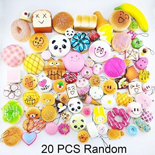 20PCS/lot Random Squishy Jumbo Mini Panda Cone Donuts Toast Turtle Cartoon Gifts