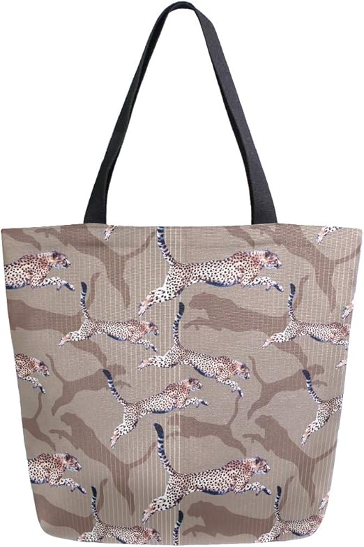 leopard canvas tote bag