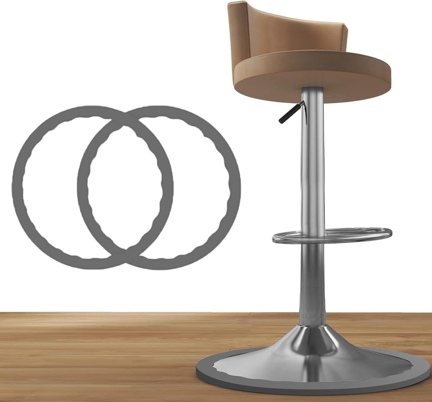 Wjelet 2 Pcs Bar Stool Leg Protectors Ring, Anti-Slip Bar Stool Silicone Cover, Stretchable Fit for 14.5" to 16.5" Round Bases, No Scratches No Noise, for Wooden Floor