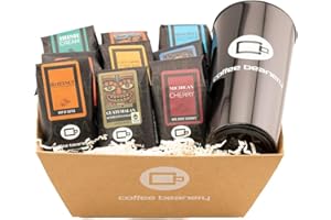 Specialty Coffee Gift Basket with Mug | 9 Sample Bags of Medium Roast Ground Coffee | Coffee Beanery