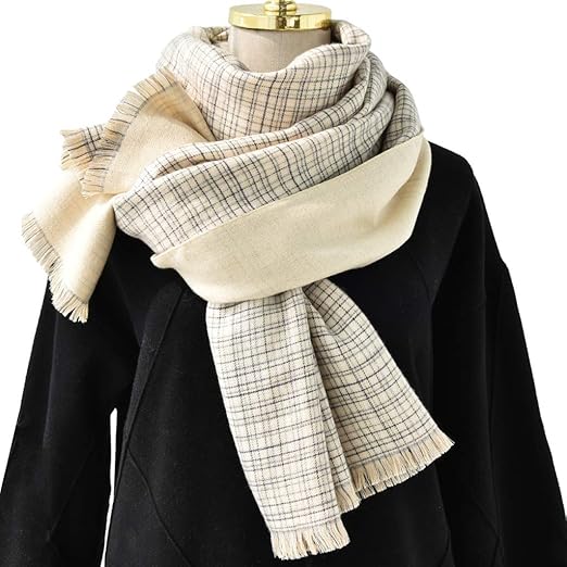 NYPB Damen Schals, Winter langer, weicher, warmer Tartan-Quastenschal