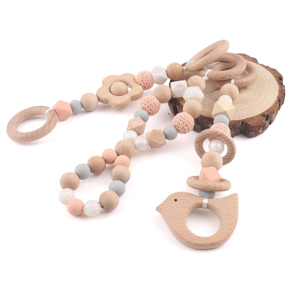 wooden teething beads