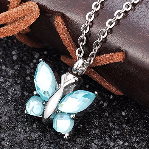 Valyria Cremation Jewelry Flying Butterfly Urn Pendant Keepsake Memorial Necklace (Green)