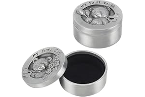 FINGERINSPIRE 2 PCS My First Curl & Tooth Bear Keepsake Box 1.3inch Inner Size Antique Silver Baby First Curl & Teeth Collect