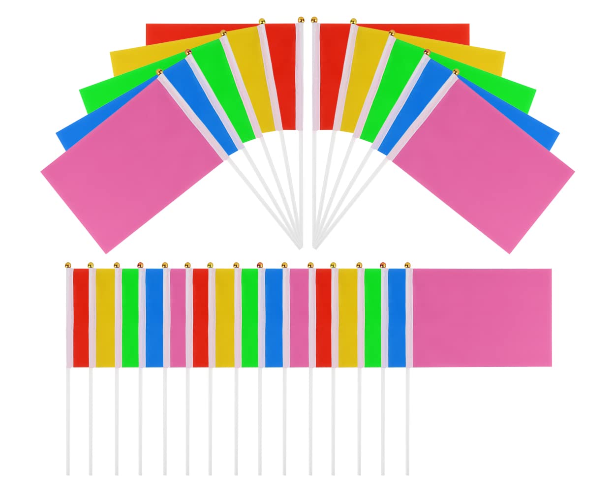 SCSpecial Small Flags 25 Pieces Mini Handheld Flags on Stick 8.2 Inch x 5.5 Inch Outdoor Flags for Parades and Decoration (Multi Color)