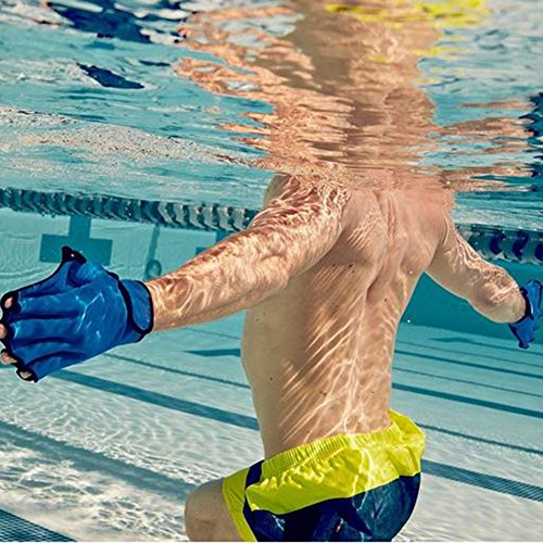 Hosaire Swim Gloves Aquatic Fitness Water Resistance Training Aqua Fit Webbed Gloves Blue