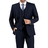 LUPURTY 3 Piece Suits for Men Slim Fit Men's Suit for Business Wedding Party 2 Button Blazer Tuxedo Set Jacket Vest Pants
