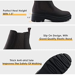 JABASIC Women Chelsea Boots Low Heel Elastic Ankle
